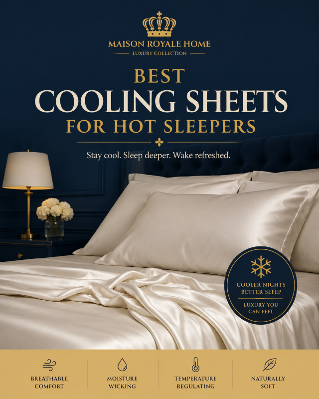 Luxury cooling sheets for hot sleepers by Maison Royale featuring breathable bamboo bedding